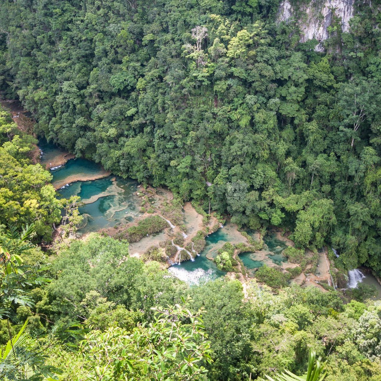 Découvrez Lanquin et ses environs Semuc Champey, des piscines naturelles turquoises au coeur de la forêt. Au programme des activités insolites : balançoire, tubbing canyoning... au Guatemala