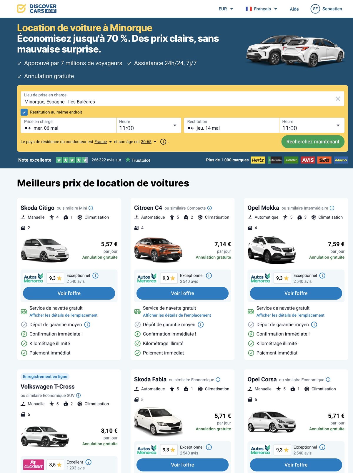 location voiture minorque avis