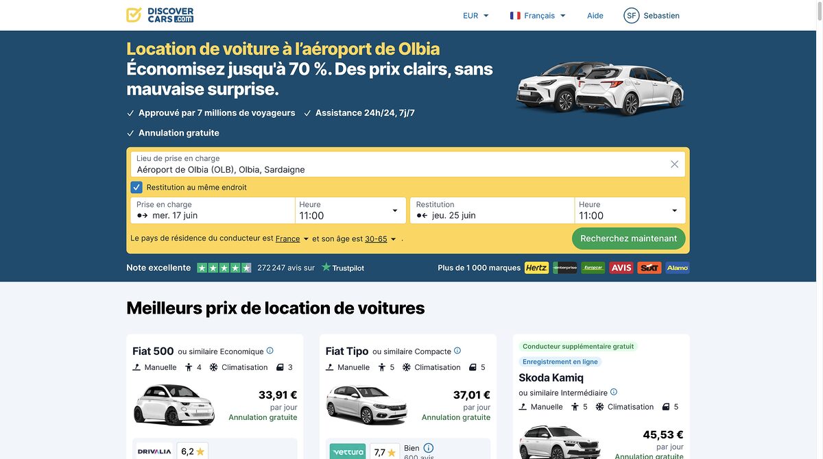 Location de voiture à Olbia en Sardaigne en 2026 : notre guide complet 3 location voiture olbia pas cher